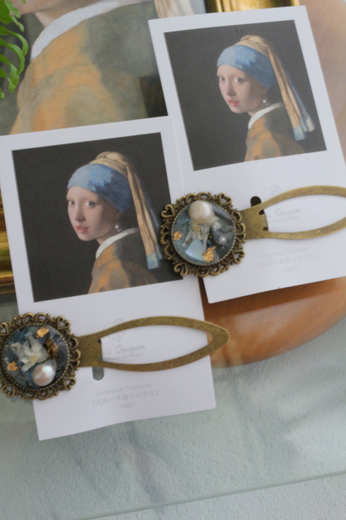 Vermeer Inspired Flower Book Mark No.1 - 真珠の耳飾り