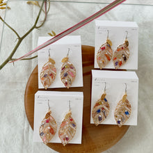 Leaf Earrings With Seasonal Flower Petals No.18 - Time limted