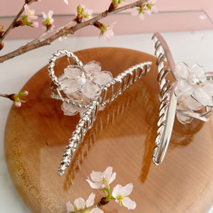 Someiyoshino Sakura Silver Color Hair Clip - White  Big