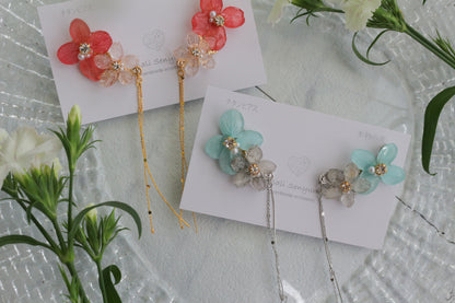 Hydrangea Flying Butterfly Earrings No.52 - Titanium Pierce(ピアス）