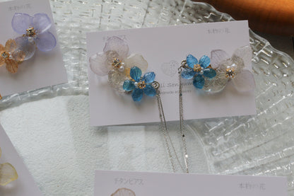 Hydrangea Flying Butterfly Earrings No.56 - Titanium Pierce(ピアス）