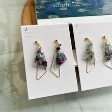 Claude Monet Water Lilies Inspired Triangular Floral Earrings -  No.3