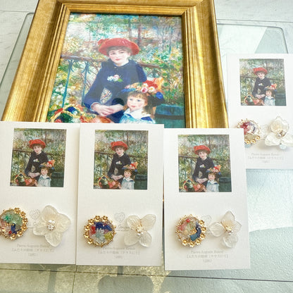 Renoir Inspired Flower Earrings No.2 イヤリング Clip-on "ふたりの姉妹"