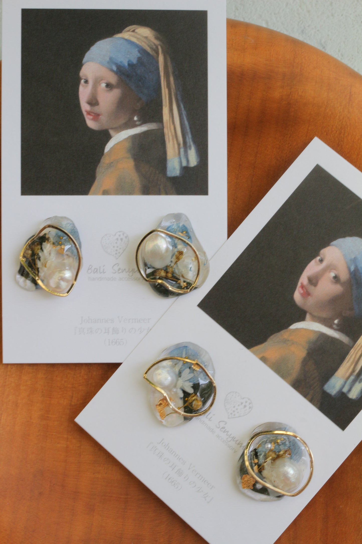 Vermeer's Inspired Flower & Pearl Earrings No.2 ピアス Pierce 真珠の耳飾りの少女