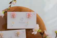 Someiyoshino Sakura Earrings with Hanging Sparkling Gem No.2