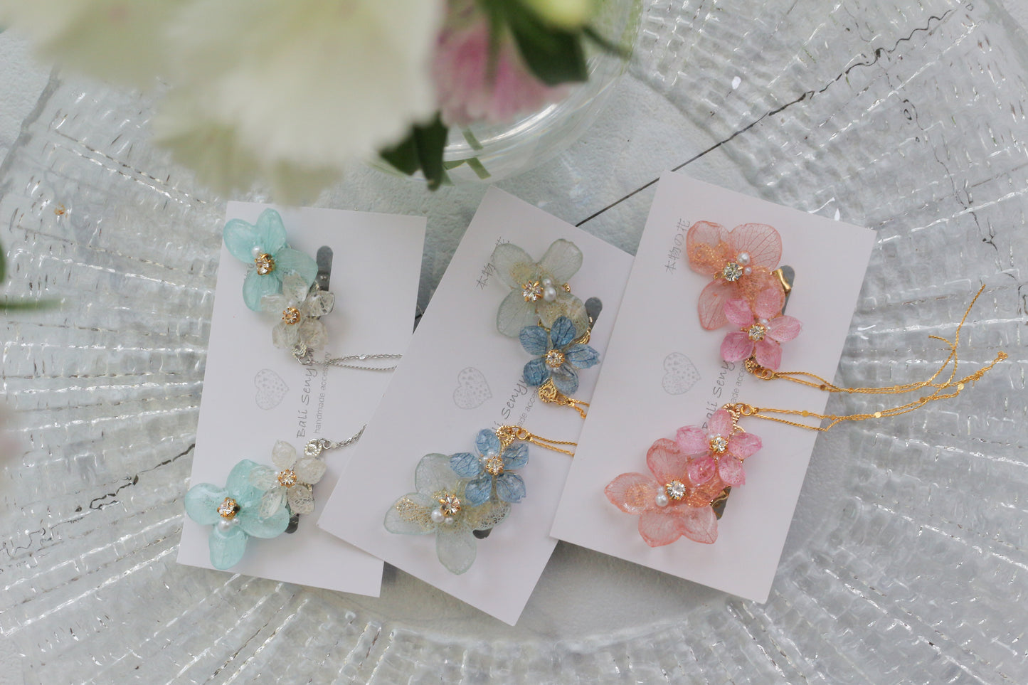 Hydrangea Flying Butterfly  No.51 - Clip-on(イヤリング）
