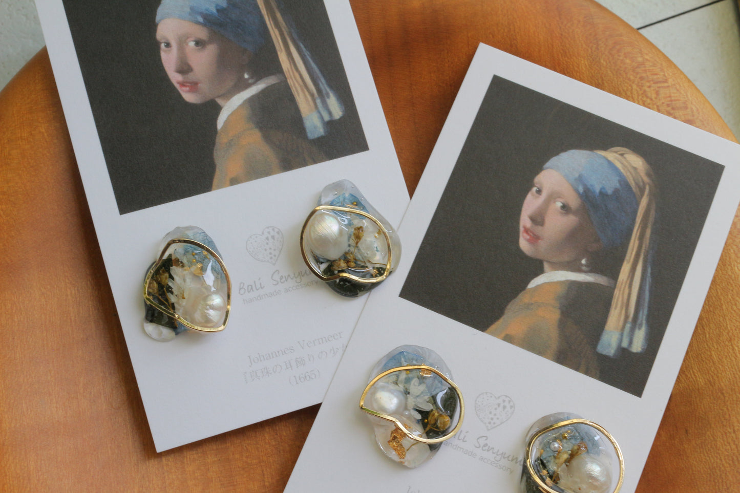 Vermeer's Inspired Flower & Pearl Earrings No.2 ピアス Pierce 真珠の耳飾りの少女