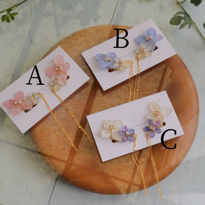Hydrangea Flying Butterfly  No.53 - Clip-on(イヤリング）