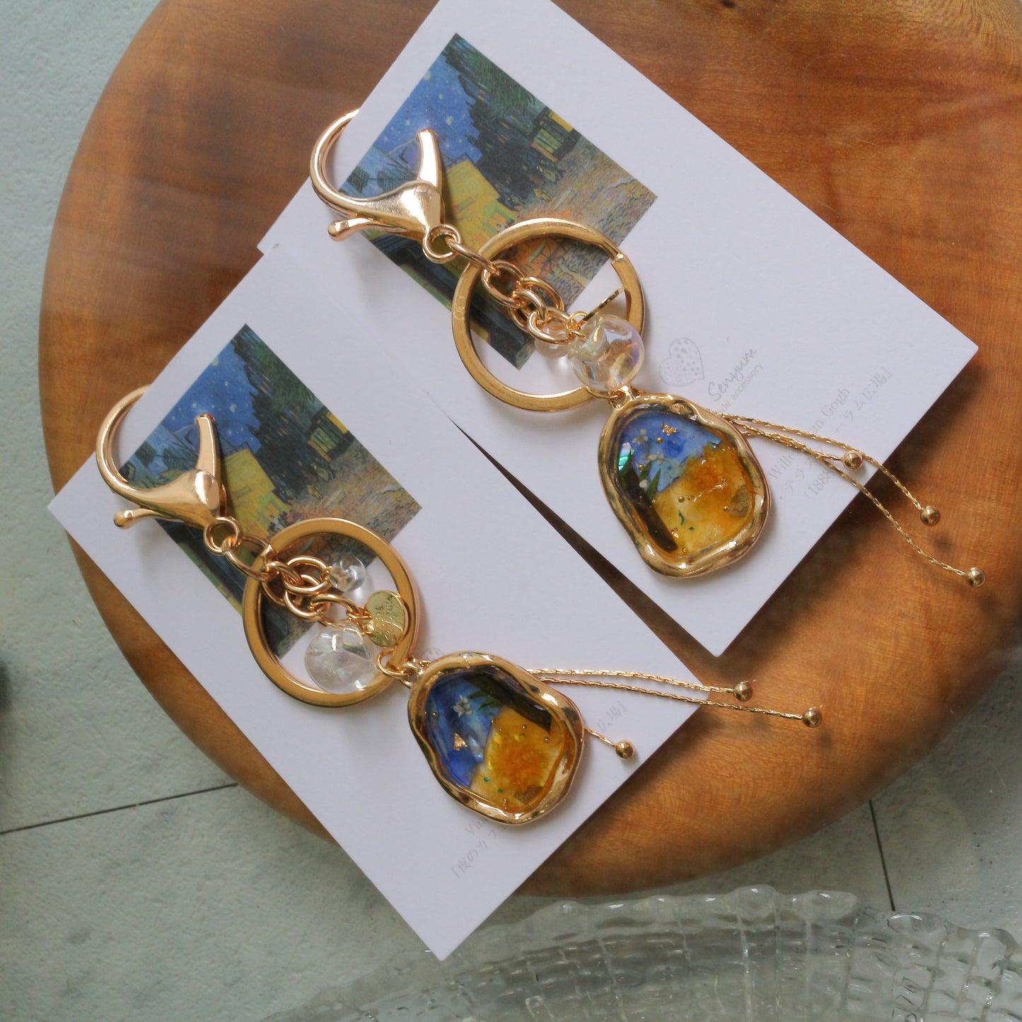 Gogh Inspired Flower Bag Charm No.3 Café Terrace at Night -夜のカフェ・テラスフォーラム広場