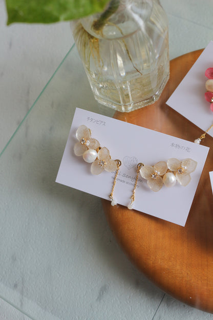 Hydrangea Pearl Flower Earring No.3
