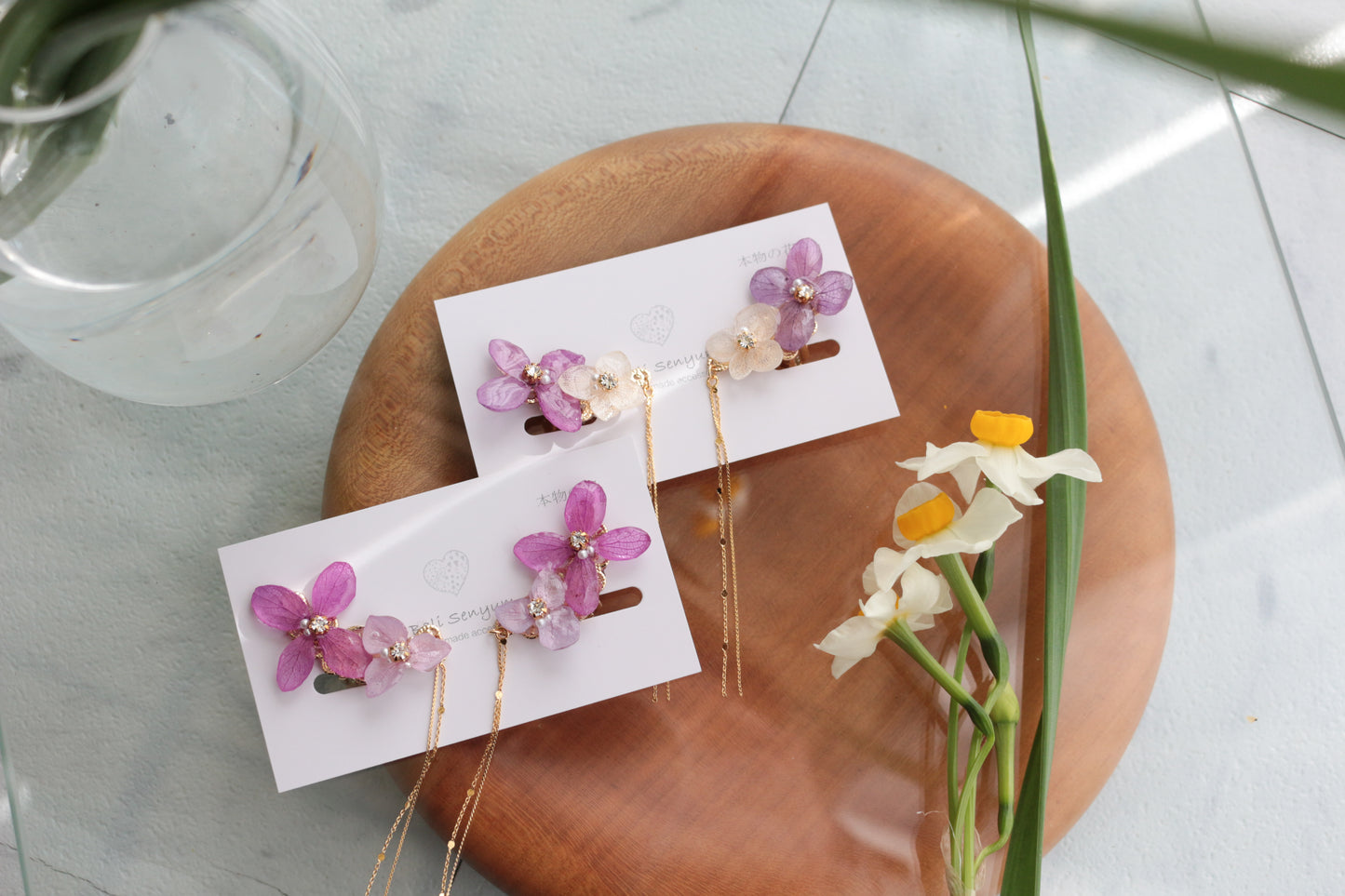 Hydrangea Flying Butterfly  No.46 - Clip-on(イヤリング）