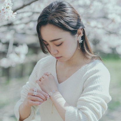 Someiyoshino Sakura Ring with Three Gems NEW #S053