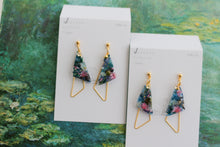 Claude Monet Water Lilies Inspired Triangular Floral Earrings -  No.6