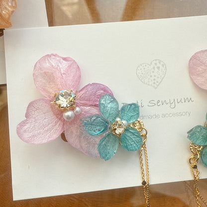 Hydrangea Flying Butterfly  No.28 - Clip-on(イヤリング）