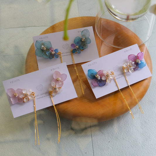 Hydrangea Flying Butterfly  No.35- Titanium Pierce(ピアス）