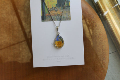 Gogh's Inspired Necklace -Café Terrace at Night -夜のカフェ・テラスフォーラム広場　ロジウムカラーネックレス