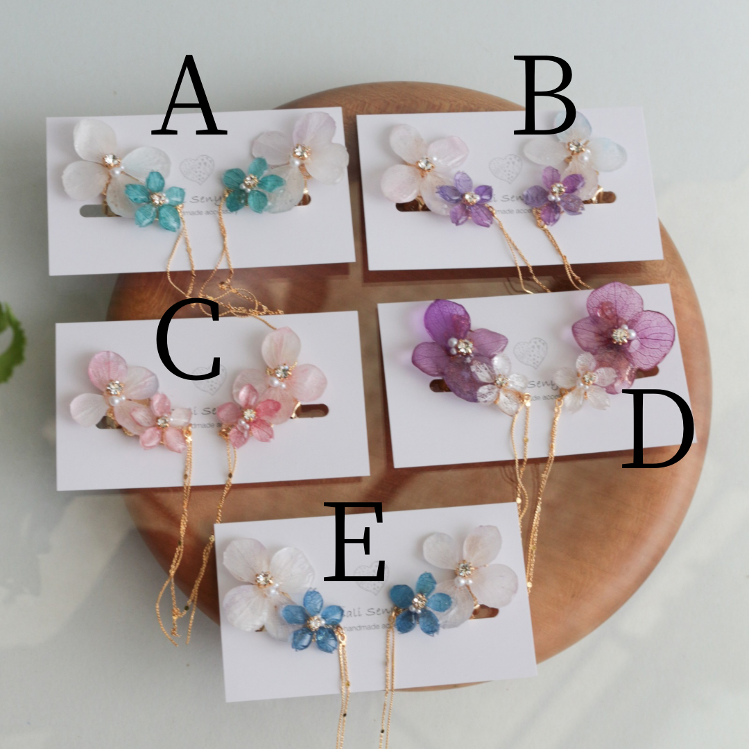 Hydrangea Flying Butterfly  No.36 - Clip-on(イヤリング）