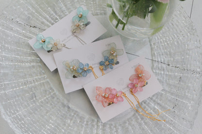 Hydrangea Flying Butterfly  No.51 - Clip-on(イヤリング）
