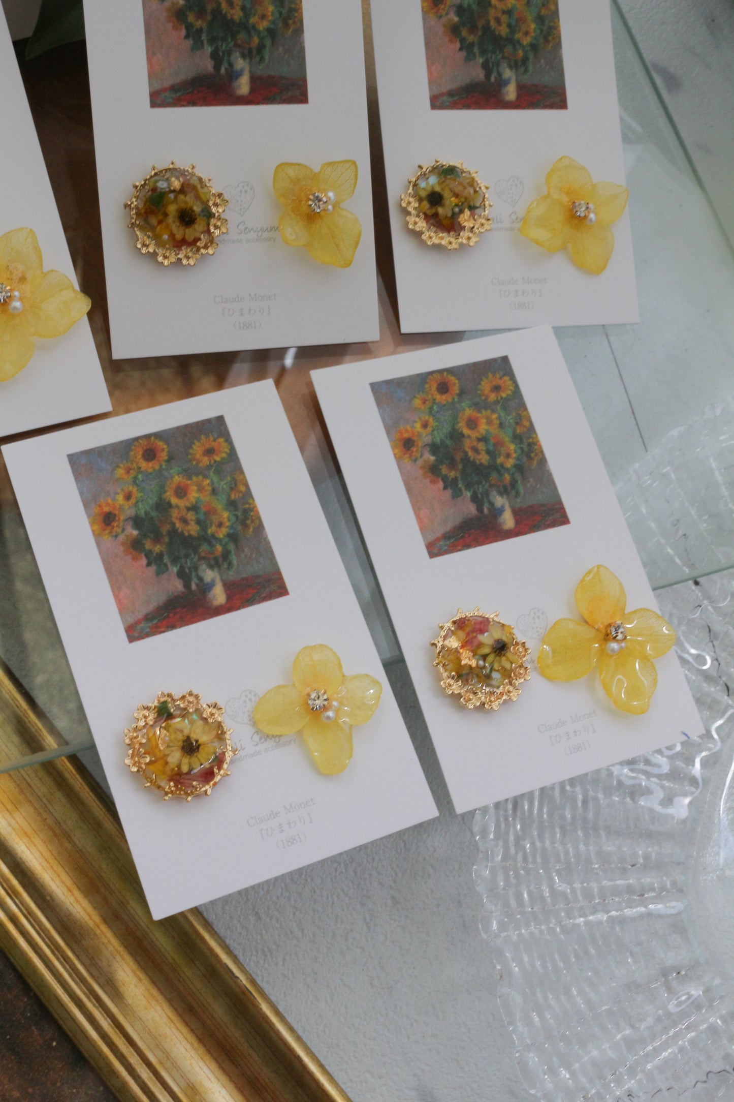 Monet Inspired Flower Earrings No.18 ピアスTitanium Pierce ひまわり