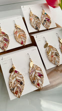 Leaf Earrings With Seasonal Flower Petals No.39