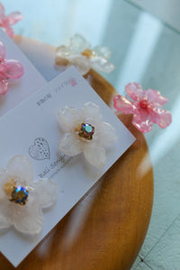 Natural Shape Someiyoshino with stone Sakura Earrings