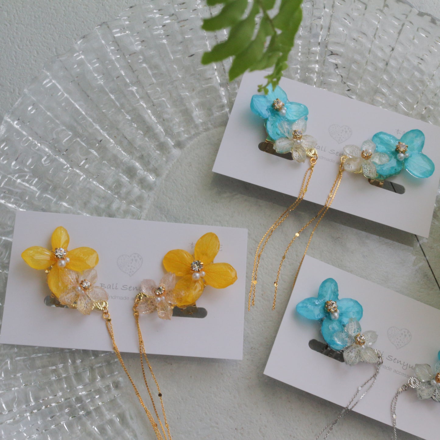 Hydrangea Flying Butterfly  No.57- Clip-on(イヤリング）