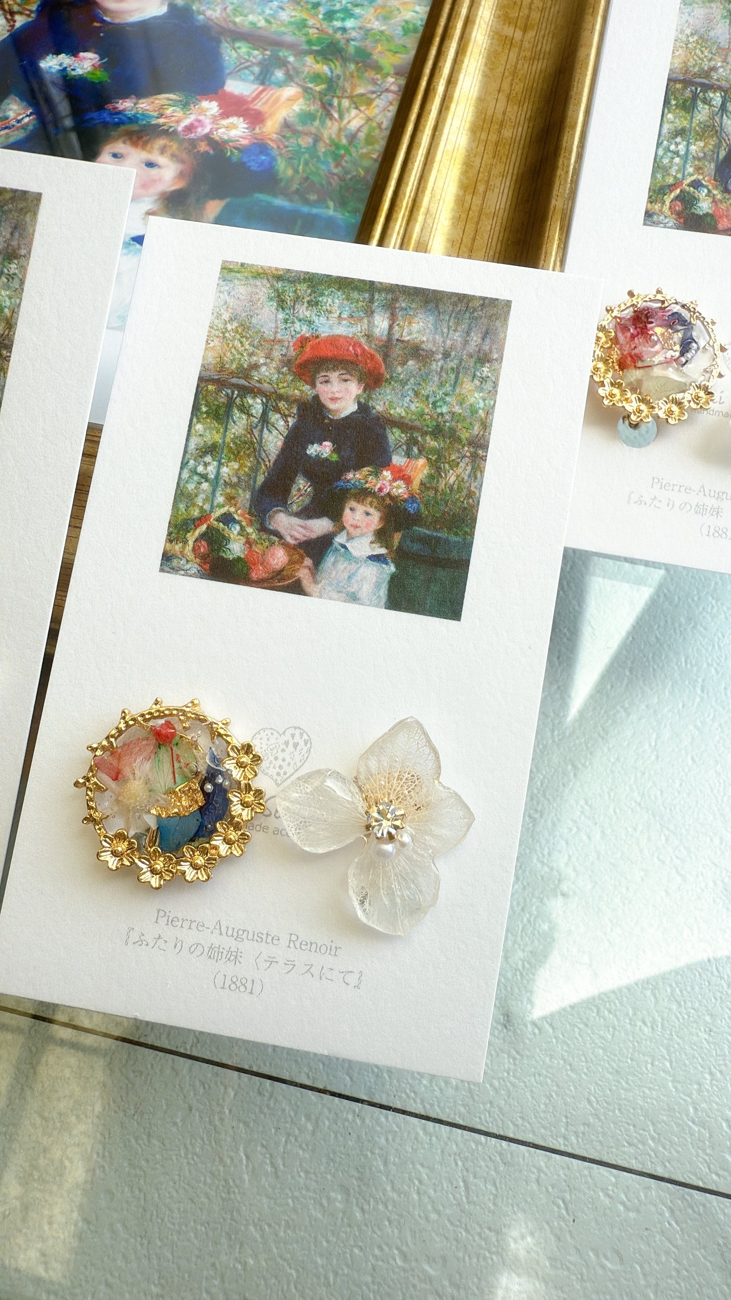 Renoir Inspired Flower Earrings No.2 イヤリング Clip-on "ふたりの姉妹"