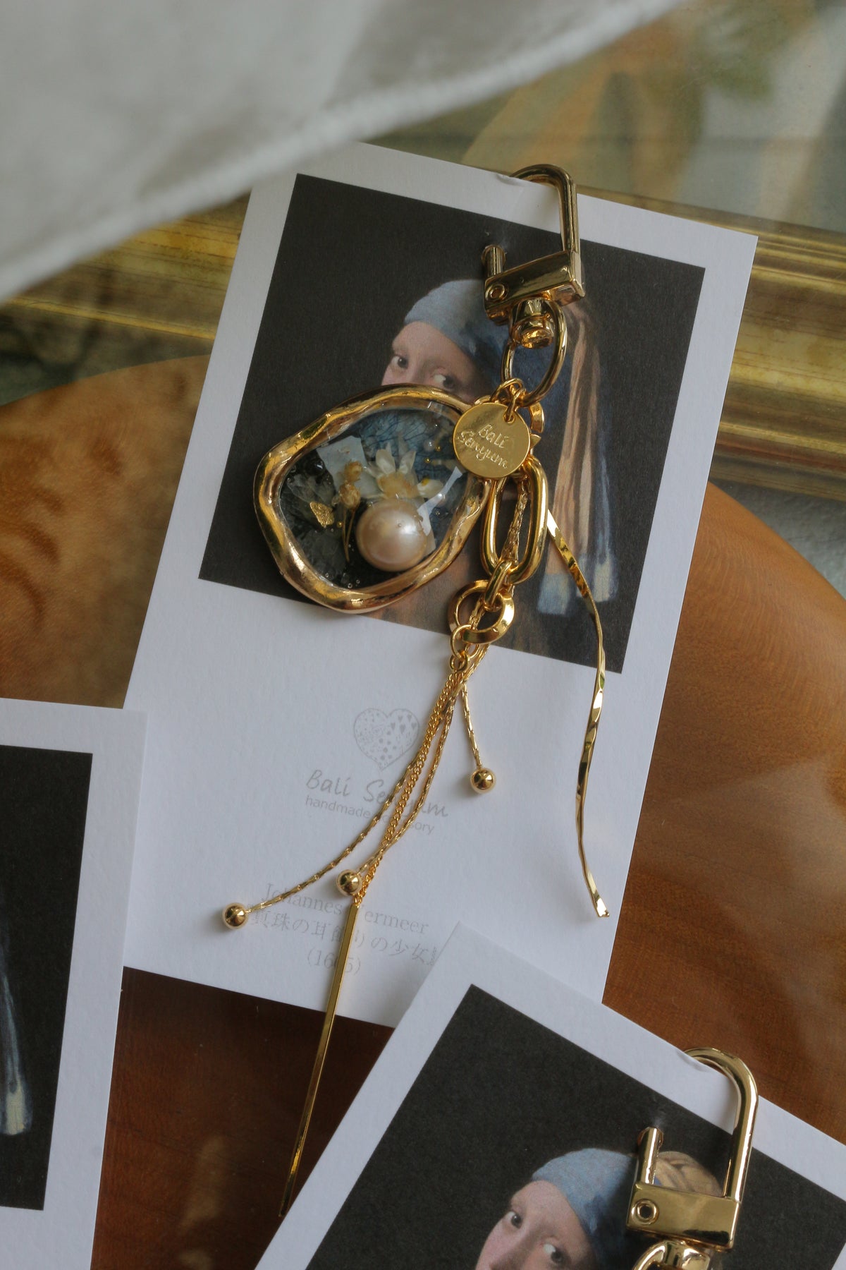 Vermeer Inspired Flower Bag Charm No.4 真珠の耳飾りの少女