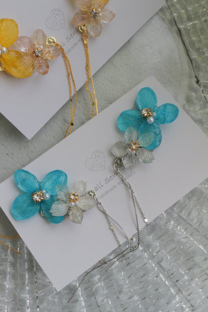 Hydrangea Flying Butterfly Earrings No.58 - Titanium Pierce(ピアス）