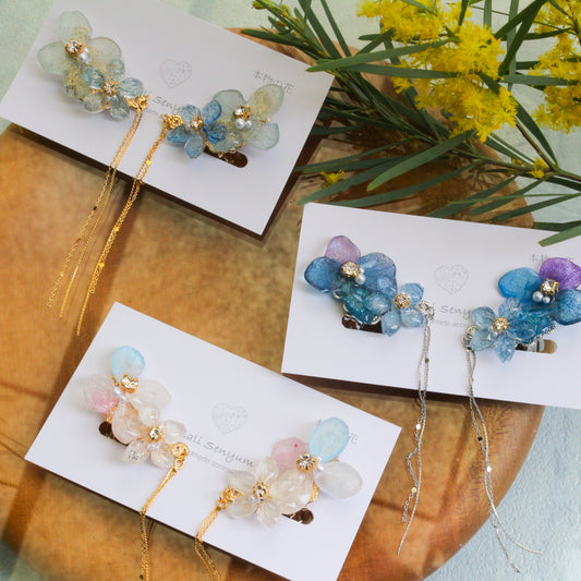 Hydrangea Flying Butterfly  No.49 - Clip-on(イヤリング）