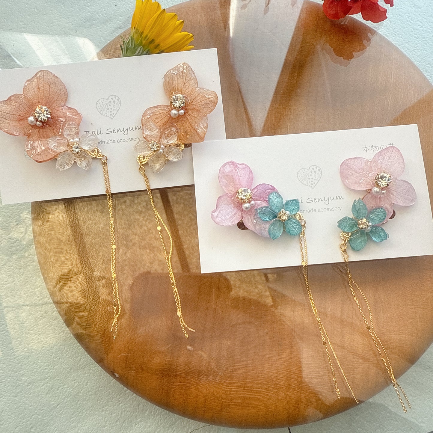 Hydrangea Flying Butterfly  No.28 - Clip-on(イヤリング）