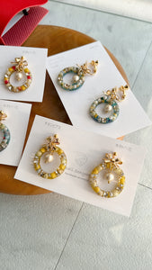 Colorful Christmas Wreath Earring