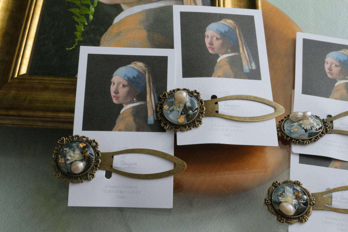 Vermeer Inspired Flower Book Mark No.1 - 真珠の耳飾り