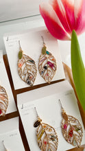 Leaf Earrings With Seasonal Flower Petals No.39