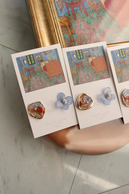 Gogh Inspired Flower and Medallion Earring No.3 ピアスTitanium Pierce ゴッホの寝室