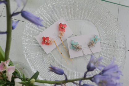 Hydrangea Flying Butterfly Earrings No.52 - Titanium Pierce(ピアス）