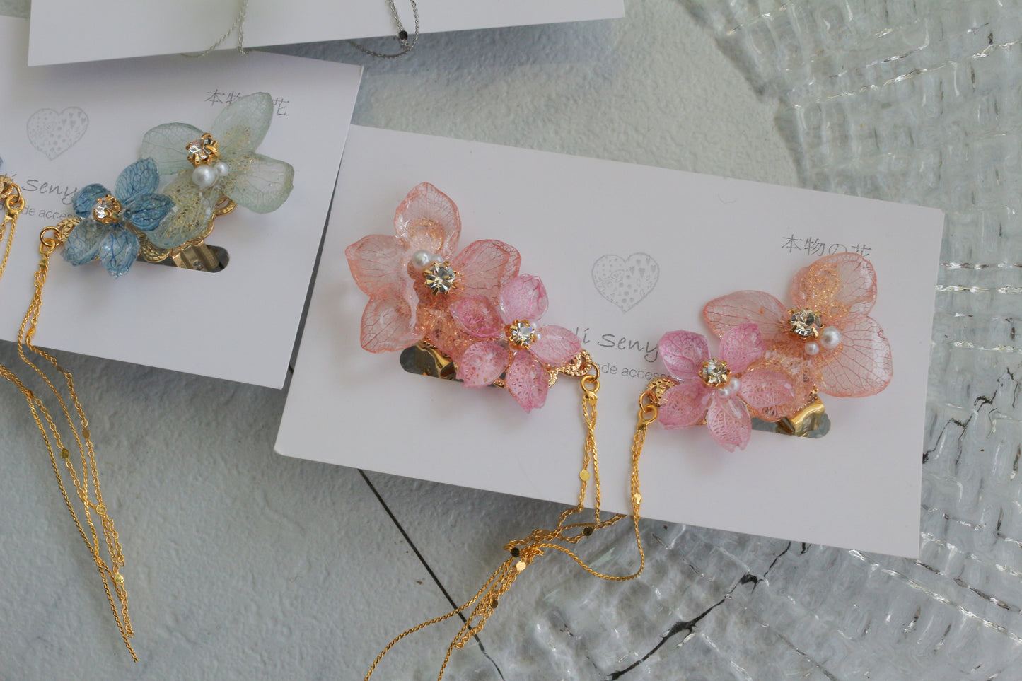Hydrangea Flying Butterfly  No.51 - Clip-on(イヤリング）