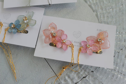 Hydrangea Flying Butterfly  No.51 - Clip-on(イヤリング）