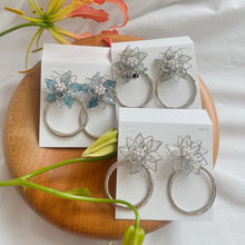 Three Layer Flower with Hoop Earrings No.2   Silver color