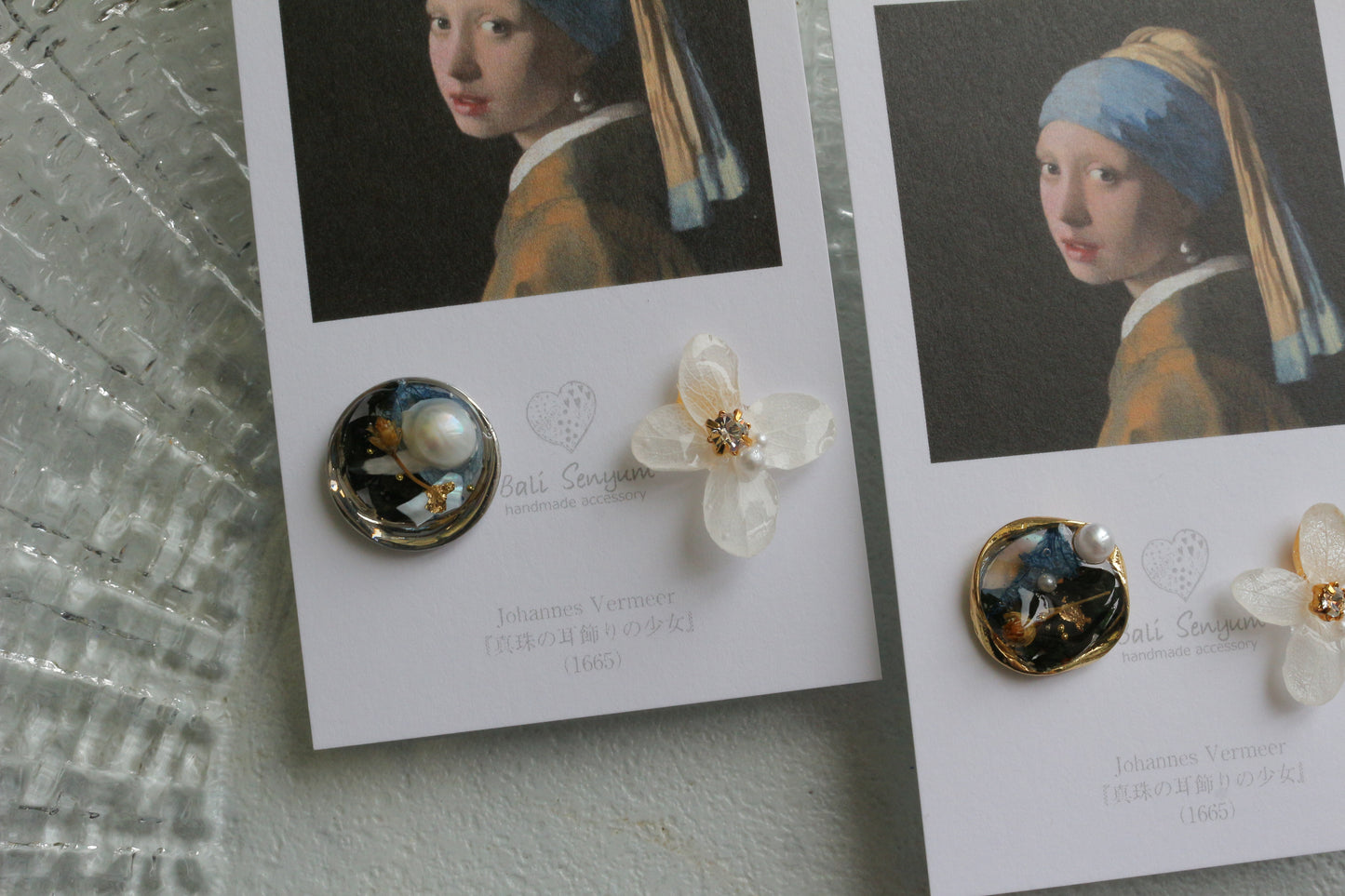 Vermeer's Inspired Flower and Medallion No.1 ピアス Pierce 真珠の耳飾りの少女