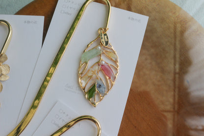 Golden Leaf Flower Bookmark No.3