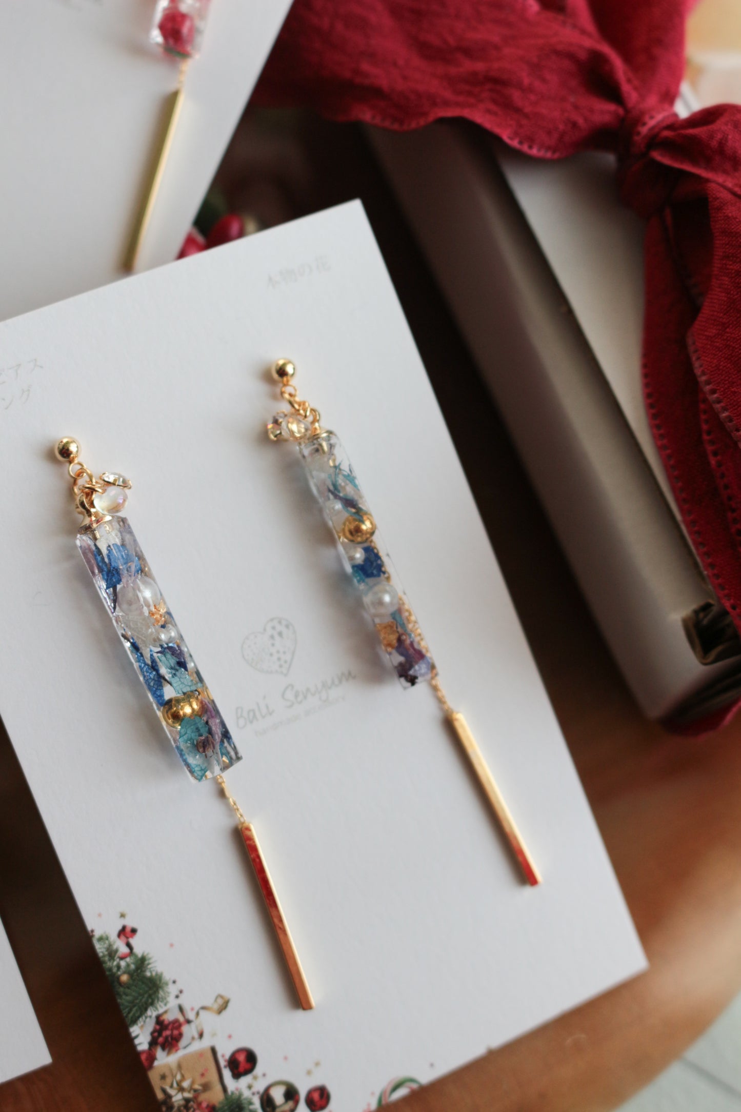 Dangling Christmas Stick Earrings with Pearl