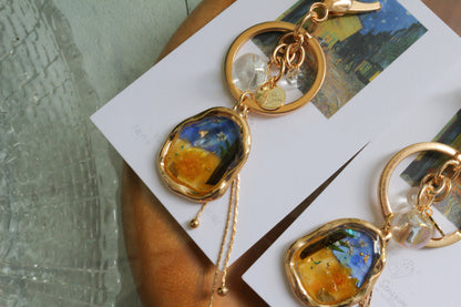 Gogh Inspired Flower Bag Charm No.3 Café Terrace at Night -夜のカフェ・テラスフォーラム広場