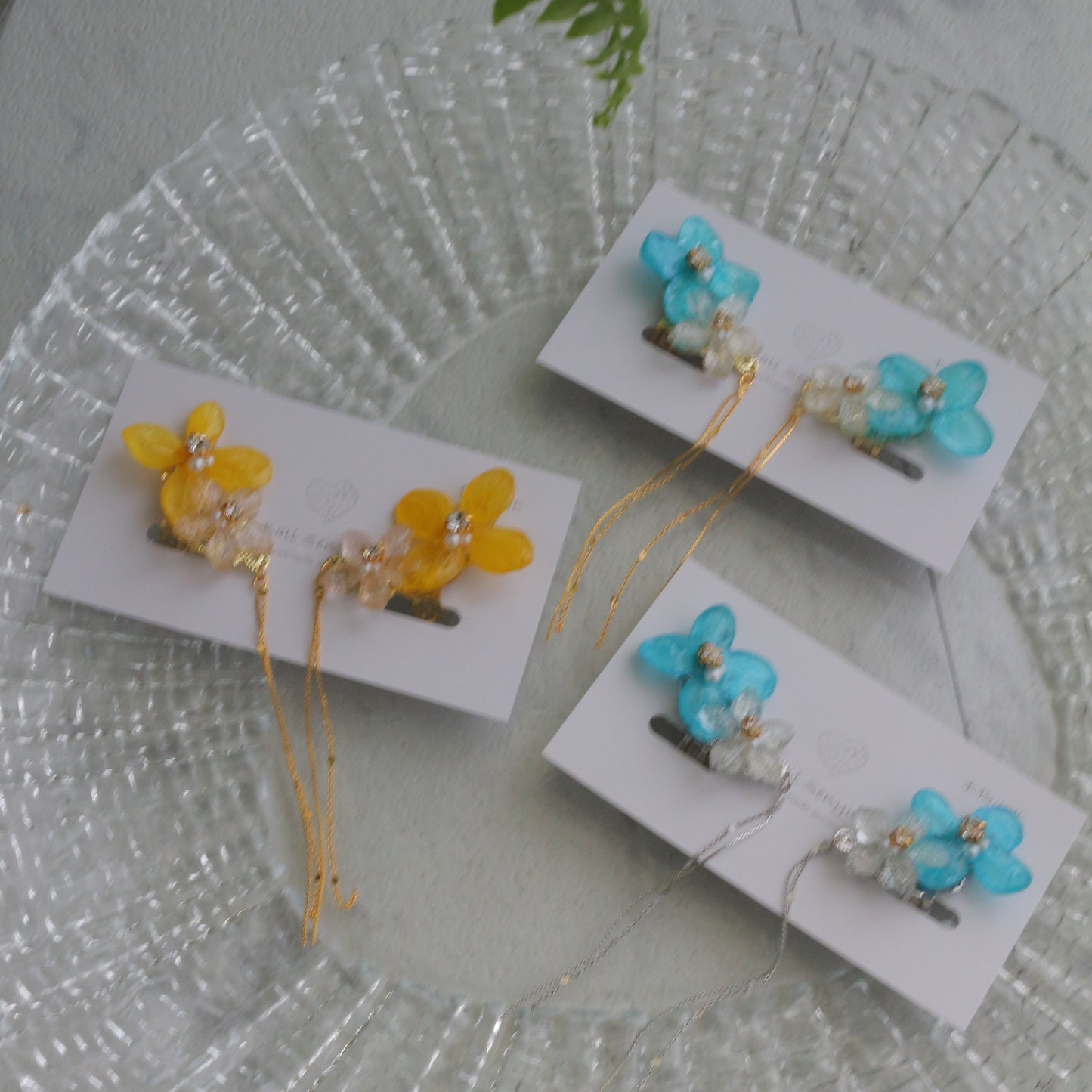 Hydrangea Flying Butterfly  No.57- Clip-on(イヤリング）