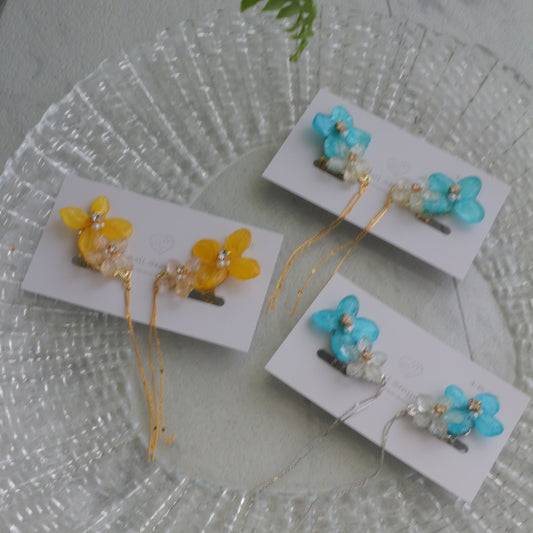 Hydrangea Flying Butterfly  No.57- Clip-on(イヤリング）