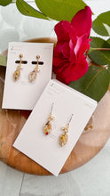 Mini Leaf Earrings With Seasonal Flower Petals No.2  - Time limited