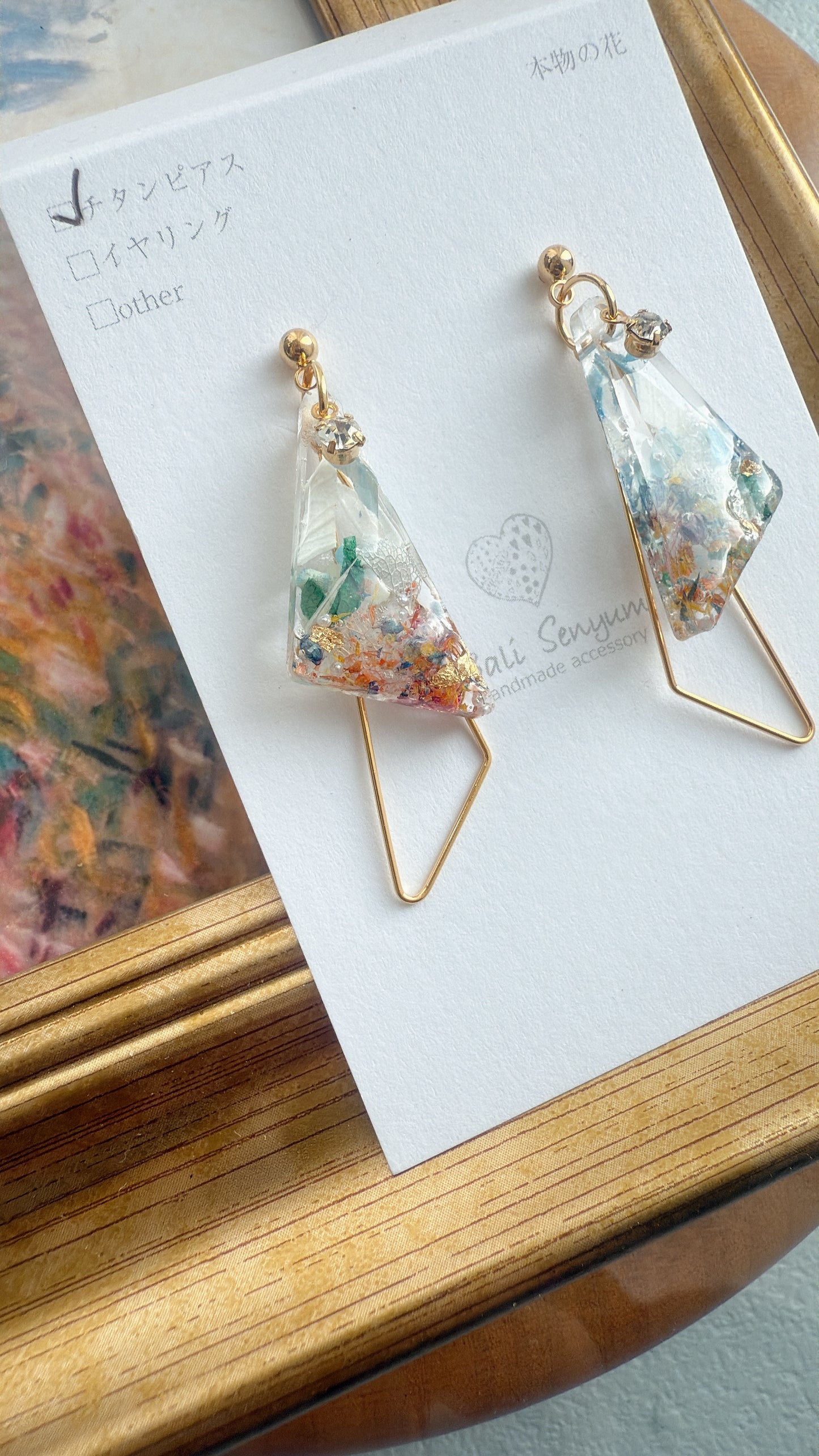 Claude Monet Woman with a Parasol Inspired Earrings -  散歩　日傘をさす女性　No.8