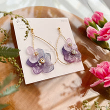 Teardrop Hoop Earrings with Hydrangeas No.14