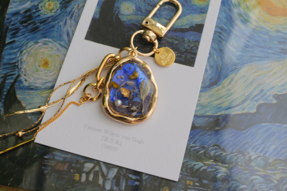Gogh Inspired Flower Bag Charm No.1  星月夜