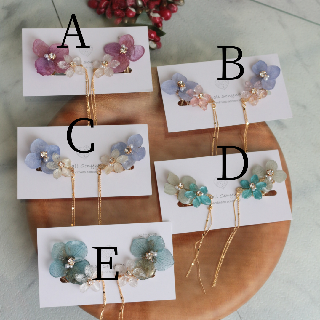 Hydrangea Flying Butterfly  No.39 - Clip-on(イヤリング）
